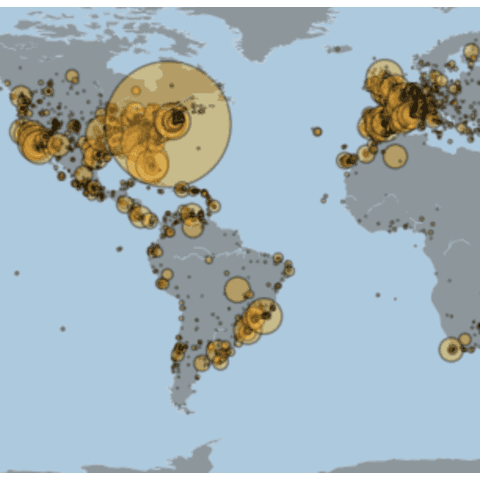 Bubble map with custom colors and size