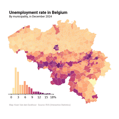 Choropleth map combined with a barplot for the legend