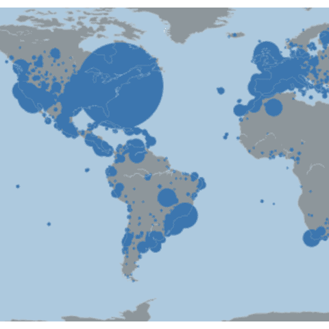 Bubble map with different bubble size